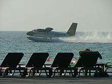 An M.A.T. flight landing (special livery) Maldives Air Taxi landing.jpg