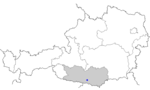 Map of Austria, position of Wernberg highlighted