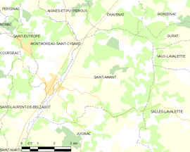 Mapa obce Saint-Amant-de-Montmoreau