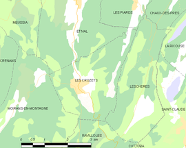 Mapa obce Les Crozets