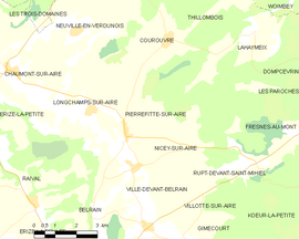 Mapa obce Pierrefitte-sur-Aire