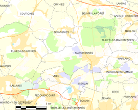 Mapa obce Marchiennes