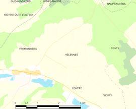 Mapa obce Velennes