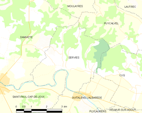 Poziția localității Serviès