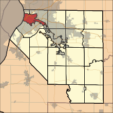 East St. Louis township Map highlighting East Saint Louis Township, St. Clair County, Illinois.svg