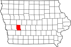 Map of Iowa highlighting Audubon County.svg