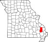 Map of Missouri highlighting Bollinger County.svg