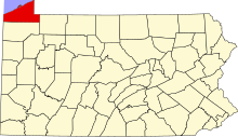 Erie County.svg'yi vurgulayan Pennsylvania Haritası