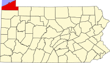 Kaart van Pennsylvania met vermelding van Erie County.svg