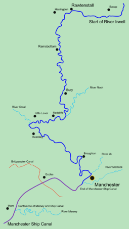 Course of the Irwell Map of River irwell.png