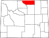 Mapa del estado que destaca el condado de Sheridan