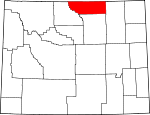 Map of Wyoming highlighting Sheridan County.svg