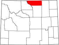 Округ Шеридан на мапі штату Вайомінг highlighting