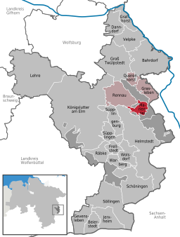 Läget för kommunen Mariental i Landkreis Goslar