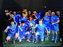 Matlock Town after winning the Derbyshire Senior Cup in 2015, beating Gresley 7-0. Matlock Town Cup Win.jpg