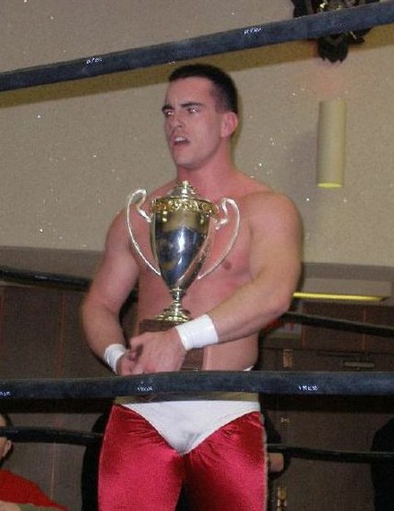 Boyer in February 2007, holding the Chikara Young Lions Cup