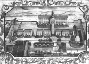 An 1850 drawing of the Merrimack Manufacturing Company Merrimack Mills 1850.gif