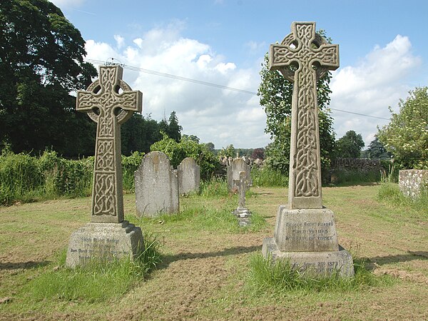 Graves of the 7th (left) and 8th (right) Earls of Jersey in All Saints' parish churchyard, Middleton Stoney, Oxfordshire