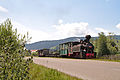Mocănița-Huțulca-Moldovița narrow-gauge steam train in Moldovița commune (July 2013), a popular touristic attraction of Suceava County