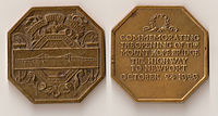 Commemorative medal (front and back) struck in 1929, honoring the opening of the Mount Hope Bridge