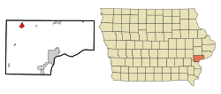 Muscatine County Iowa Incorporated and Unincorporated areas West Liberty Highlighted.svg