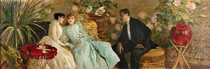 Conversación en la serre, de Ignacio Pinazo, 1889.​