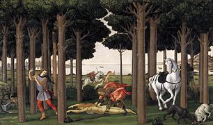 The story of Nastagio degli Onesti by Sandro Botticelli