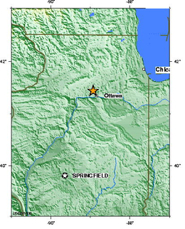 2004 LaSalle County, Illinois earthquake map