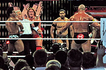 The Nexus after exiling Daniel Bryan and attacking Hall of Famer Ricky Steamboat on the June 28, 2010 edition of Raw Nexus Steamboat.jpg