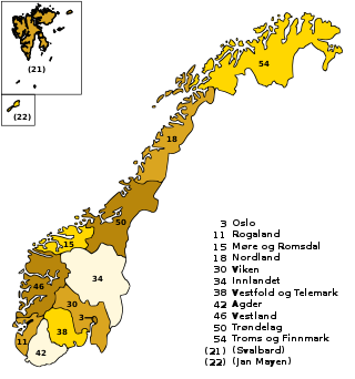 Noarske provinsjes mei haadstêden