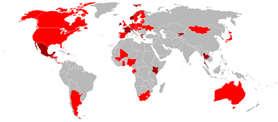 Страны, где эксплуатируется Saab 340.  Красные — эксплуатируют в настоящее время;  Бордовые — эксплуатировали ранее