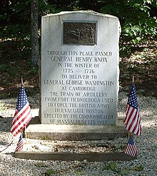 A Knox Trail marker, near Benton Pond in East Otis Otis-Knox Trail Stone.JPG