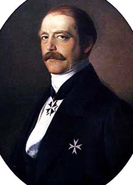 Otto von Bismarck wearing neck and breast crosses of a Knight of Honor, circa 1862