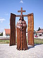 Statue of King Stephen I in the Millenary Memorial Park in Pápa, Hungary. Art by József Nyulasi I. István király szobra a pápai Millenniumi Emlékparkban. Nyulasi József alkotása.