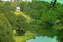 Image 48Painshill Park in Cobham has follies on natural, but landscaped slopes by part of the Mole disguised as ornamental lakes and the Great Cedar thought to be the largest Cedar of Lebanon in Europe.  In the mid-north of the county. (from Portal:Surrey/Selected pictures)