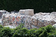 Waste paper collected for recycling in Ponte a Serraglio, near Bagni di Lucca, Italy. Paper recycling in Ponte a Serraglio.JPG