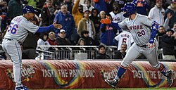 Alonso rounding the bases after hitting his first career grand slam in 2022 Pete Alonso Grand Slam (cropped).jpg