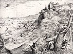 Ets van Pieter Bruegel de Oude: Hazenjacht, 1560