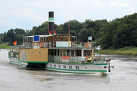 Ship Pillnitz on Elbe river in Germany