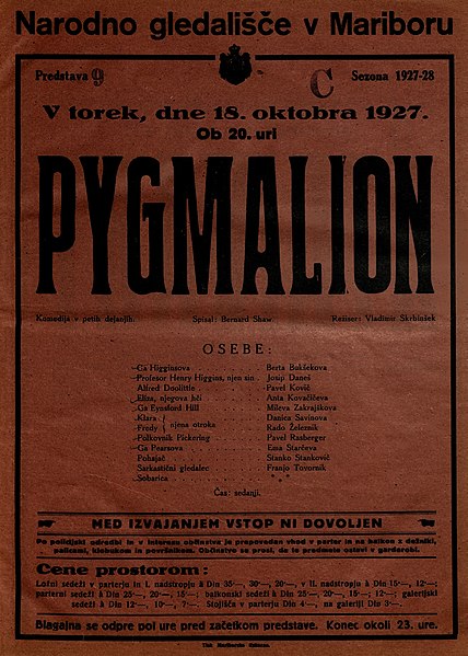 File:Plakat za predstavo Pygmalion v Narodnem gledališču v Mariboru 18. oktobra 1927.jpg