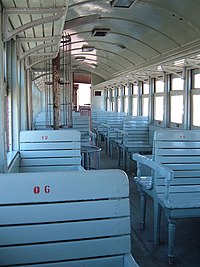 Interior de un vagón de La Trochita