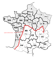 Mapa de la organización geográfica de la Resistencia francesa.