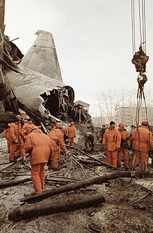 Wreckage of RA-82005 at the crash site RIAN archive 17628 Rescue operation.jpg