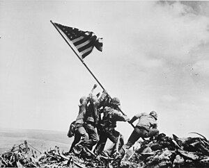 Raising the Flag on Iwo Jima, by Joe Rosenthal.jpg