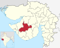 मानचित्र जिसमें राजकोट ज़िला Rajkot district રાજકોટ જિલ્લો हाइलाइटेड है