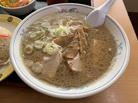 A bowl of ramen, perhaps the most famous Japanese-Chinese dish