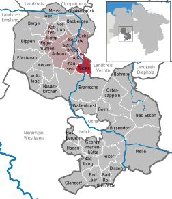 Poziția Rieste pe harta districtului Osnabrück