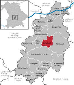 Läget för Rohrbach i Landkreis Pfaffenhofen an der Ilm
