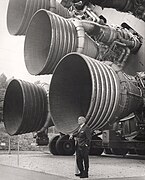 Wernher von Braun at the base of SA-500D first stage