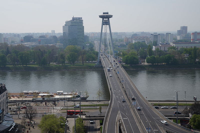 File:SNP Bridge and Danube River, Bratislava, Slovakia.JPG